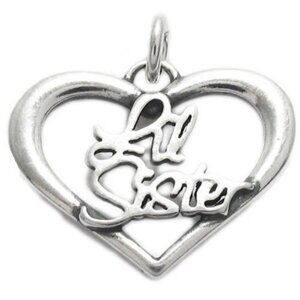ELEGANT "LIL SISTER" TALKING HEART CHARM IN STERLING SILVER